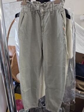 Casual Paperbag Waist Men’s Pants - Sage Green Size 2